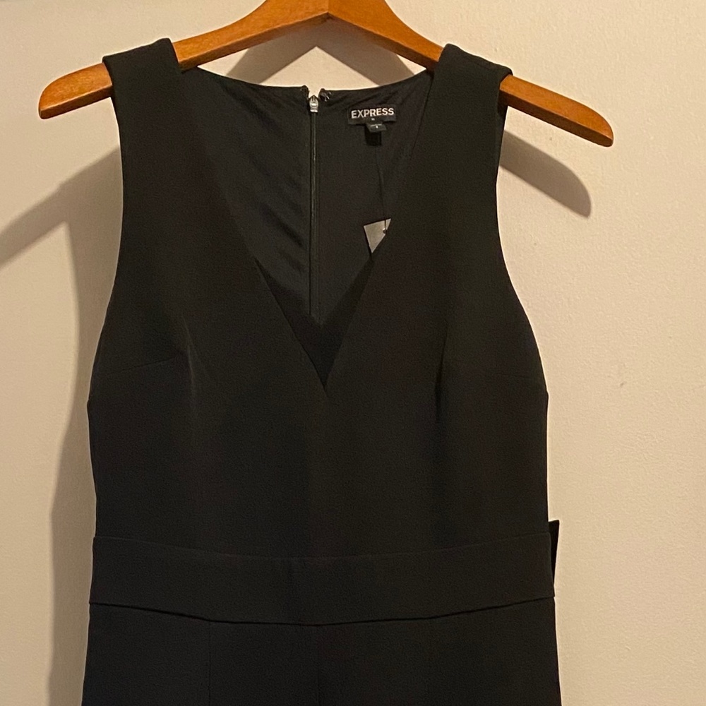 Black Mesh V-Neck Wide Leg Jumpsuit - Never Worn - With Tags - Express